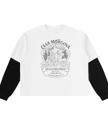 [CASA MORGOVA] Morgova Layered Contrast Sleeve Cotton T-Shirt